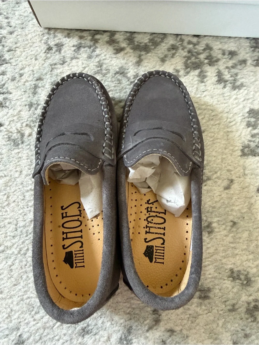 Kids Gray Suede Penny Loafers - Classic Dress Moccasins